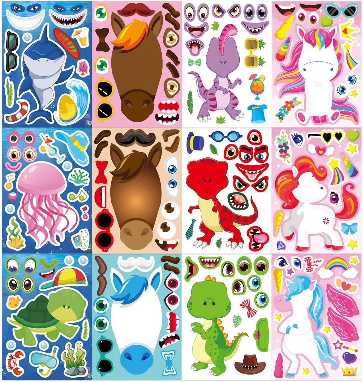 24 Sheets Make a Face Stickers for Kids Toddlers (Stickers) 8.26 x 6.68 x 0.17 inches